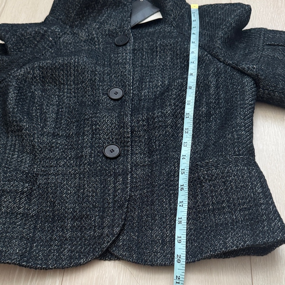 Ann Taylor Wool Blend Dark Navy Charcoal Button-Up Blazer - Picture 6 of 8